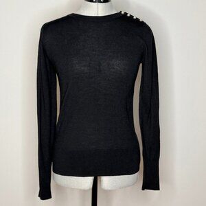 Ann Taylor Long Sleeve Pearl Shoulder Detail Sweater